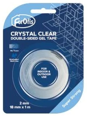Līmlente divpusēja 18mm x 2mm (stipra, caurspīdīga) 1m FOROFIS