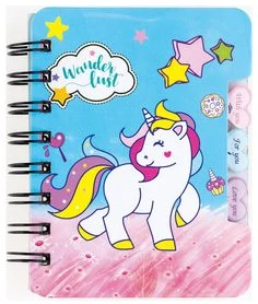 Bloknots A7 līniju 50lp. "Unicorn" cietos vākos, ar 3 atdalītājiem, ar spirāli