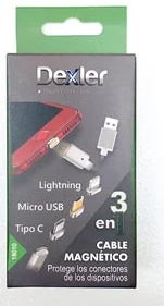 DEXLER 3 vienā magnētiskais lādēšanas kabelis, Micro USB, Lightning, Type-C 1m