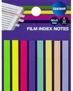 Plastikāta indeksi 60*5mm 8neon kr.x20lp.