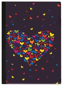 Clip file "Hearts" A4 0.45mm with swing clip assorted
