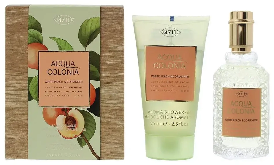 Set 4711: Acqua Colonia White Peach & Coriander, Eau De Cologne, Unisex, 50 ml + Acqua Colonia, White Peach & Coriander, Moisturizing, Shower Gel, Body, All Skin Types, 75 ml
