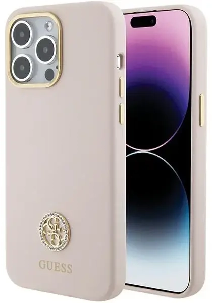 Guess GUHCP15XM4DGPP iPhone 15 Pro Max 6.7" różowy|pink hardcase Silicone Logo Strass 4G