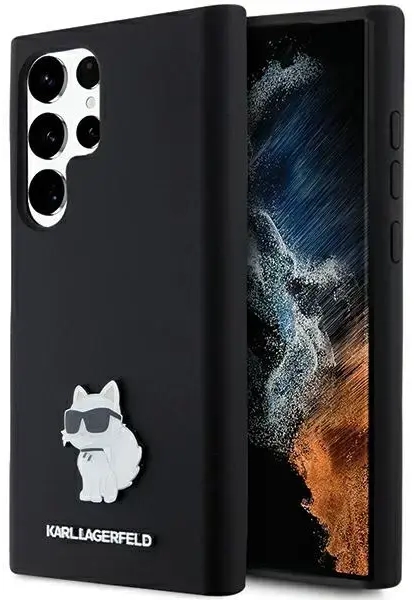 Karl Lagerfeld KLHCS23LSMHCNPK S23 Ultra S918 czarny|black hardcase Silicone Choupette Metal Pin