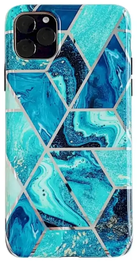 Fusion Geometric Marble Silikona Aizsargapvalks Apple iPhone 12 Pro Max Zaļš