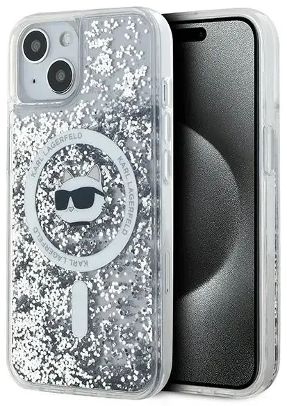 Karl Lagerfeld KLHMP15SLGCHSGH iPhone 15 | 14 | 13 6.1" hardcase transparent Liquid Glitter Choupette Head Magsafe