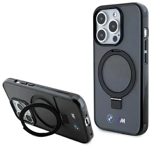 BMW BMHMP15LURSK iPhone 15 Pro 6.1" czarny|black hardcase Ring Stand M Collection MagSafe