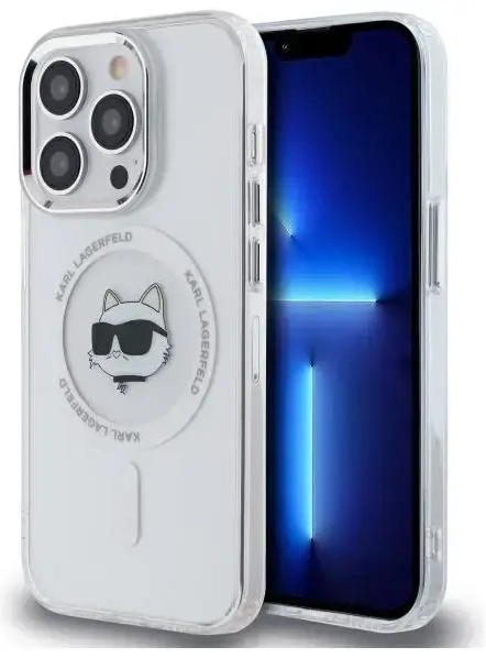 Karl Lagerfeld KLHMP13LHLSCHH iPhone 13   Pro 6.1" biały|white hardcase IML Metal Choupette Head MagSafe