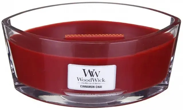 WoodWick Cinnamon Chai kvapioji žvakė su medine dagtimi 453,6 g