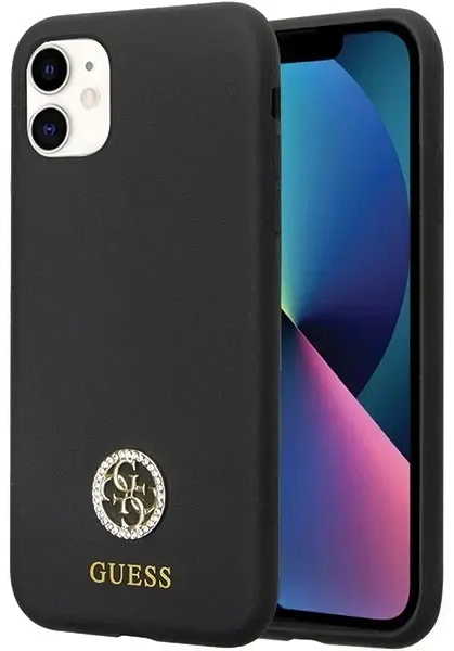 Guess GUHCN614DGPK Case for iPhone 11 | Xr - Black Silicone Logo Strass 4G