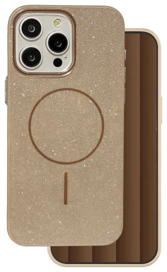 Glitter Thin Mag phone case with MagSafe support for iPhone 16 Pro brown