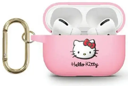 Hello Kitty HKA33DKHSP Airpods 3 cover różowy|pink Silicone 3D Kitty Head
