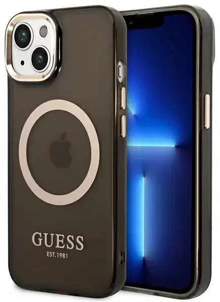 Guess Translucent MagSafe Compatible Case for iPhone 14 Plus Black