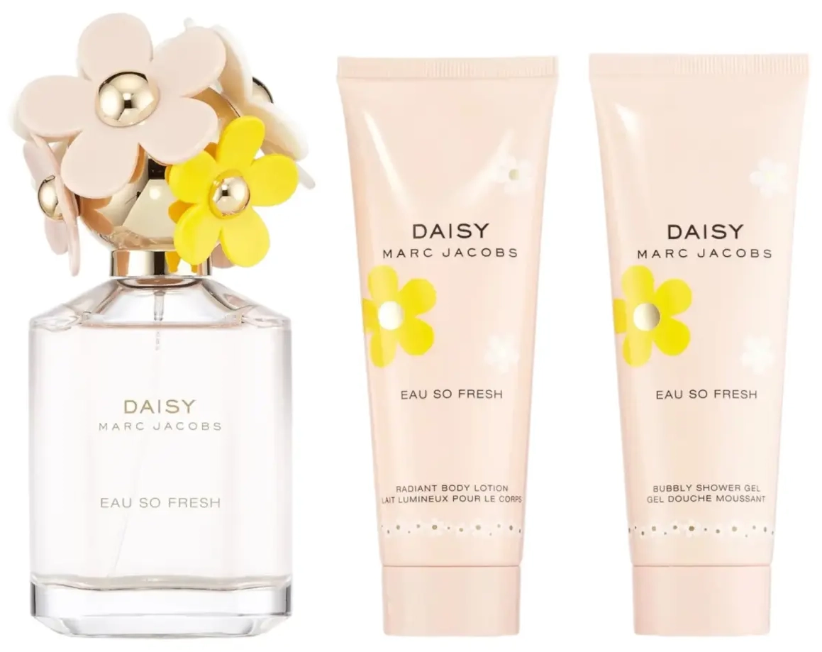 Set Marc Jacobs: Daisy Eau So Fresh, Eau De Toilette, For Women, 75 ml + Daisy Eau So Fresh, Hydrating, Body Lotion, 75 ml + Daisy Eau So Fresh, Hydrating, Shower Gel, All Skin Types, 75 ml