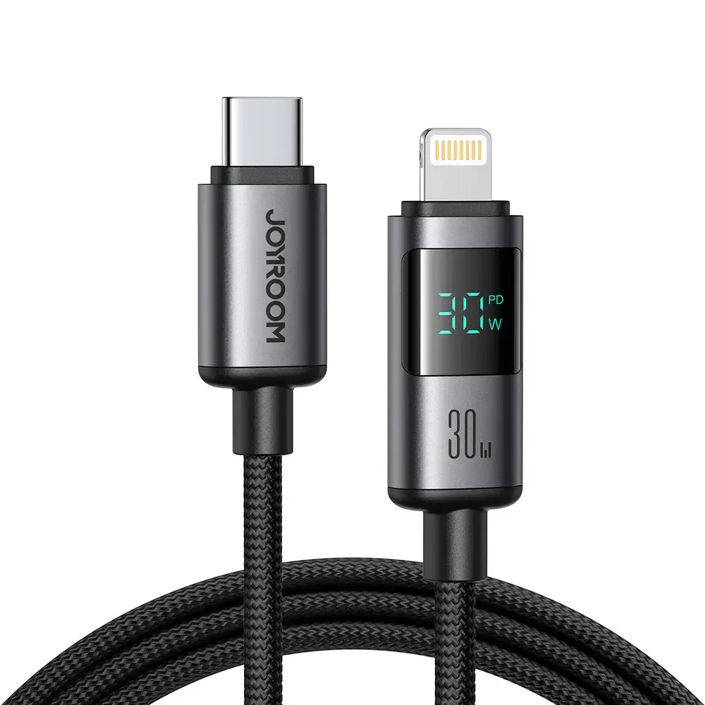 Joyroom S-A16 Pro Prism Series провод для передачи данных и зарядки | USB-C на Lightning | 30W | с LED дисплеем | 1.2m | чёрный