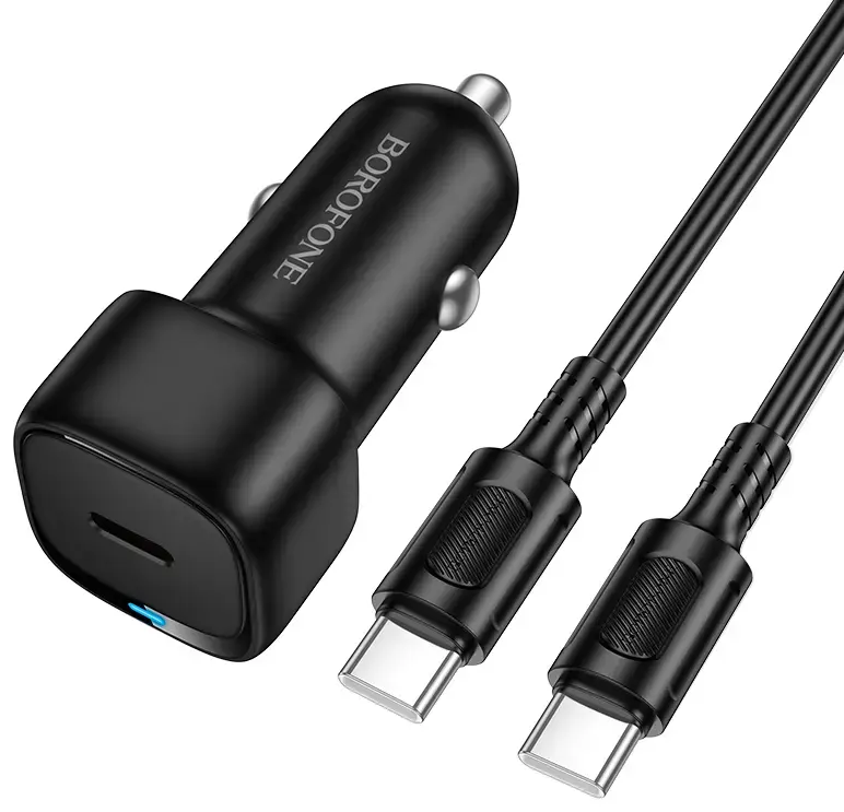Borofone BZ34A Cloud auto lādētājs | 20W | PD | USB-C | ar USB-C uz USB-C vadu komplektā | melns