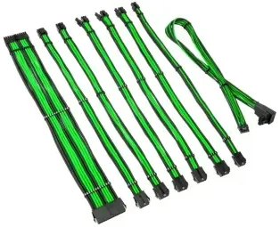 PSU kabeļu pagarinātāji Kolink Core Pro Braided Cable Extension Kit 12V-2x6 Type 2 - Venom Green