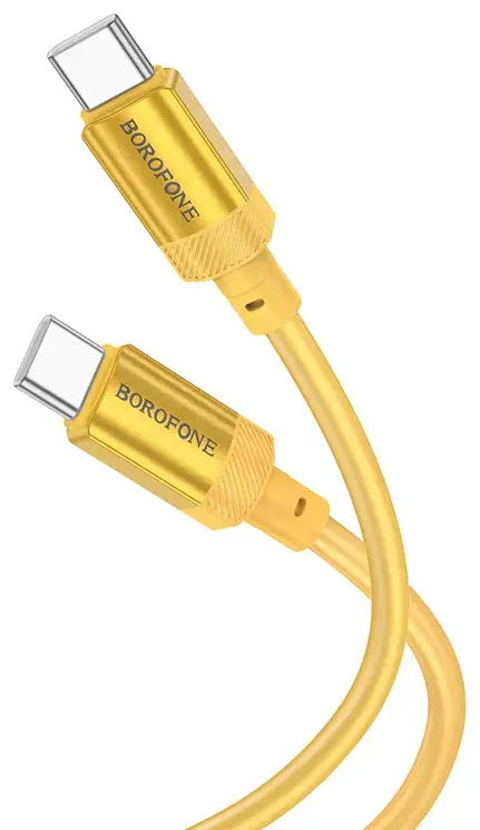 Borofone BX108 datu pārraides un uzlādes vads | USB-C uz USB-C | PD | 60W | 1m | zelta krāsā
