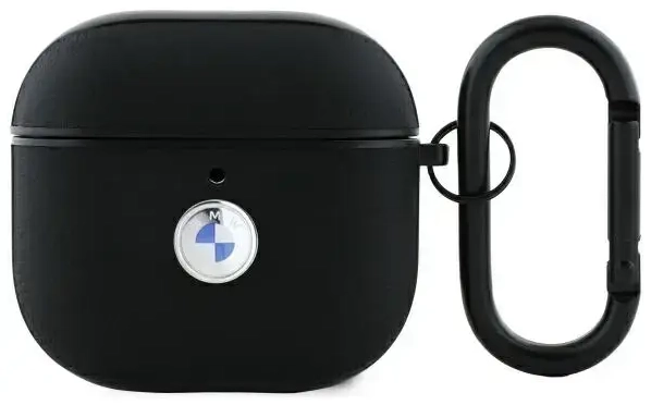 BMW BMA4SSLBK AirPods 4 cover             czarny|black Geniune Leather Silver Logo