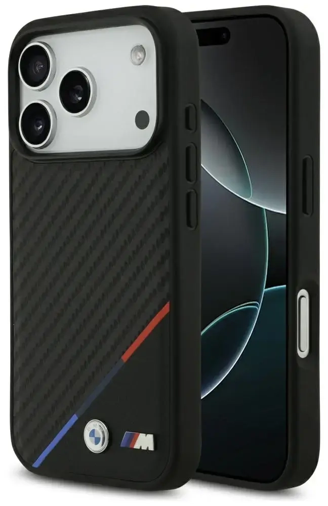 Case BMW M Carbon Tricolor Line MagSafe for iPhone 17 Pro black