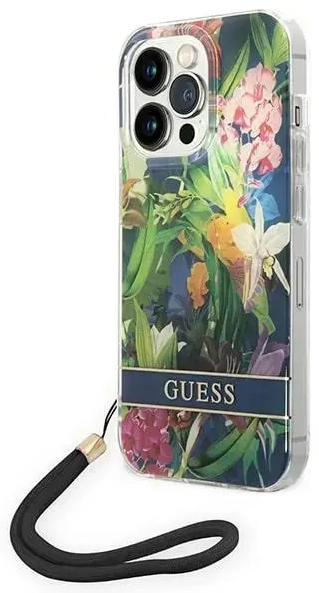 Guess GUOHCP14LHFLSB iPhone 14 Pro 6,1" niebieski|blue hardcase Flower Strap