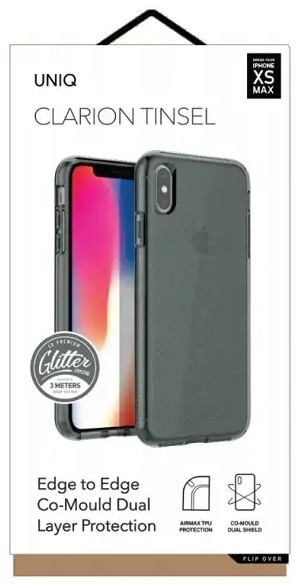 UNIQ etui Clarion Tinsel iPhone Xs Max czarny|vapour smoke
