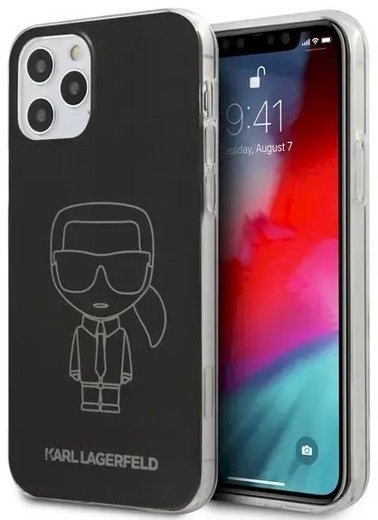 Karl Lagerfeld KLHCP12MPCUMIKBK Iconic Outline Aizsargapvalks Apple iPhone 12 | 12 Pro Melns