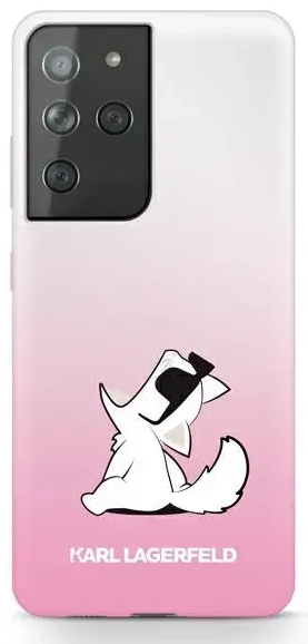 KLHCS21LCFNRCPI Karl Lagerfeld PC|TPU Choupette Eats Cover for Samsung Galaxy S21 Ultra Gradient Pink