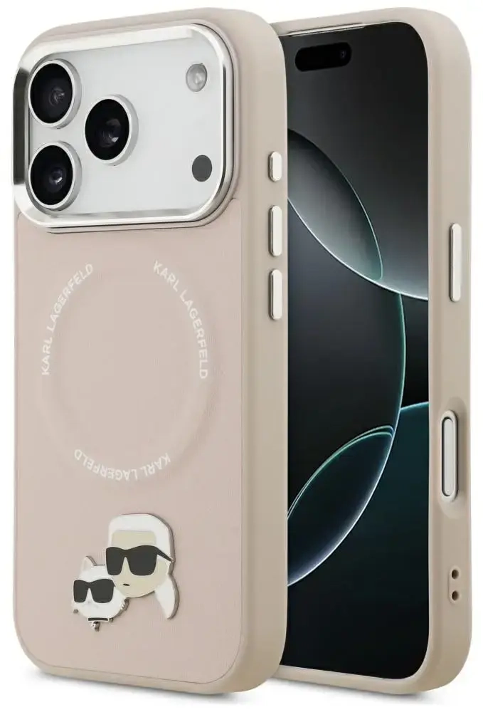 Karl Lagerfeld Karl & Choupette Pins MagSafe Case for iPhone 17 Pro Pink