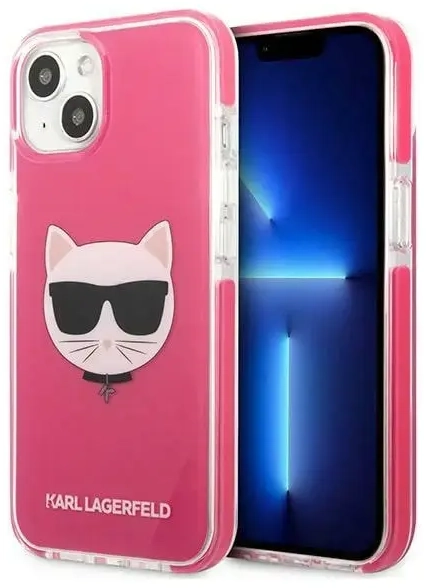Karl Lagerfeld TPE Choupette Head Case for iPhone 13 Fuchsia