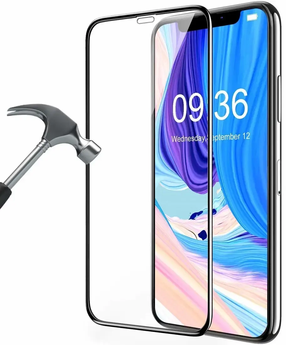 Aizsargstikls pilnam ekrānam telefonam iPhone X | iPhone XS | iPhone 11 Pro melns