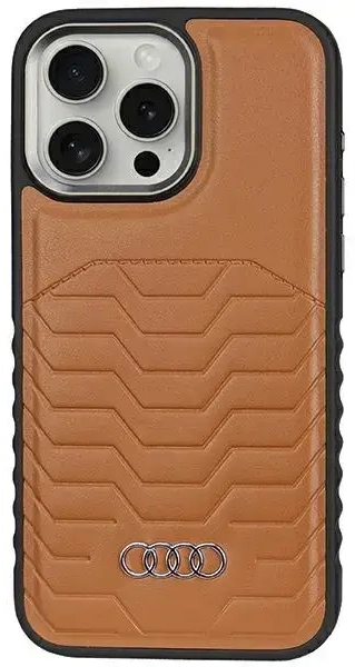Audi Synthetic Leather MagSafe iPhone 15 Pro 6.1" brązowy|brown hardcase AU-TPUPCMIP15P-GT|D3-BN