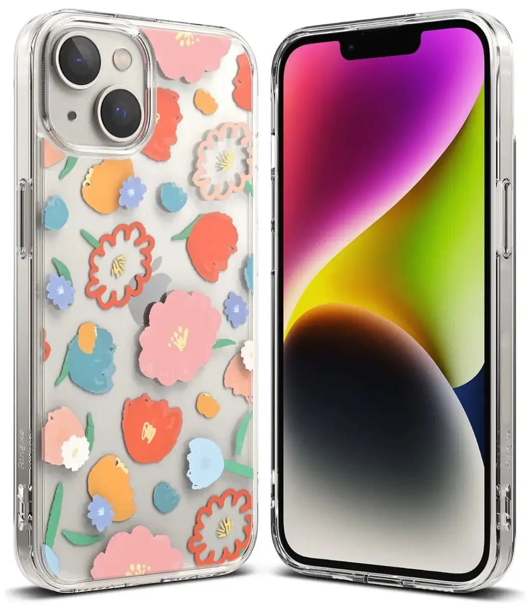 Ringke Fusion Design Armored Sleeve Cover with Gel Frame for iPhone 14 Plus transparent (Floral) (FD637E31)