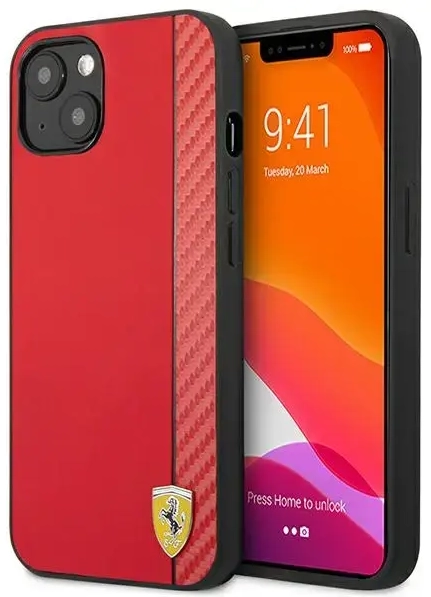 Ferrari FESAXHCP13SRE iPhone 13 mini 5,4" czerwony|red hardcase On Track Carbon Stripe