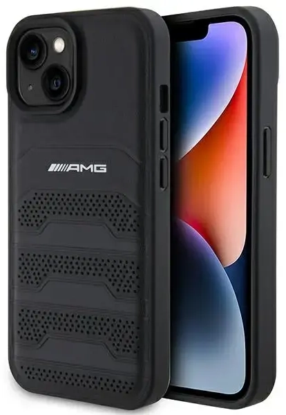AMG AMHCP15MGSEBK iPhone 15 Plus 6,7" czarny|black hardcase Leather Debossed Lines