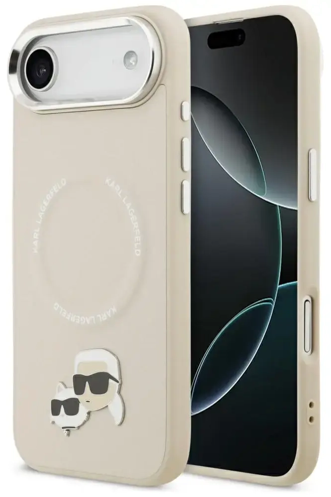 Karl Lagerfeld Karl & Choupette Pins MagSafe Case for iPhone Air Beige