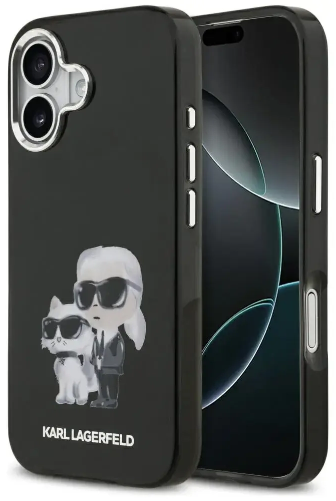 Karl Lagerfeld IML Aquarelle Karl & Choupette & Logo MagSafe Case for iPhone 17 Black