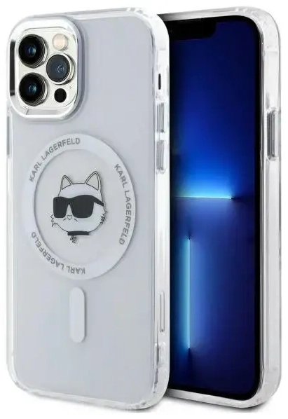 Karl Lagerfeld KLHMP12MHLSCHH iPhone 12   | 12 Pro 6.1" biały|white hardcase IML Metal Choupette Head MagSafe
