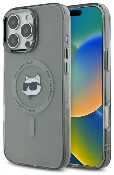 Karl Lagerfeld case for iPhone 16 Pro Max 6,9" KLHMP16XHLSCHK black Hard IML Metal Choupette Head MagSafe