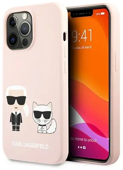 KLHCP13LSSKCI Karl Lagerfeld and Choupette Liquid Silicone Case for iPhone 13 Pro Pink