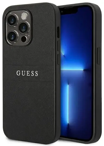 Guess PU Leather Saffiano Case for iPhone 14 Pro Black