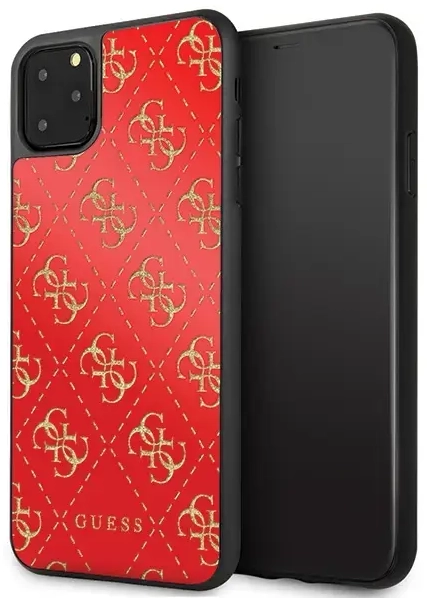 Guess GUHCN654GGPRE iPhone 11 Pro Max czerwony|red hard case 4G Double Layer Glitter