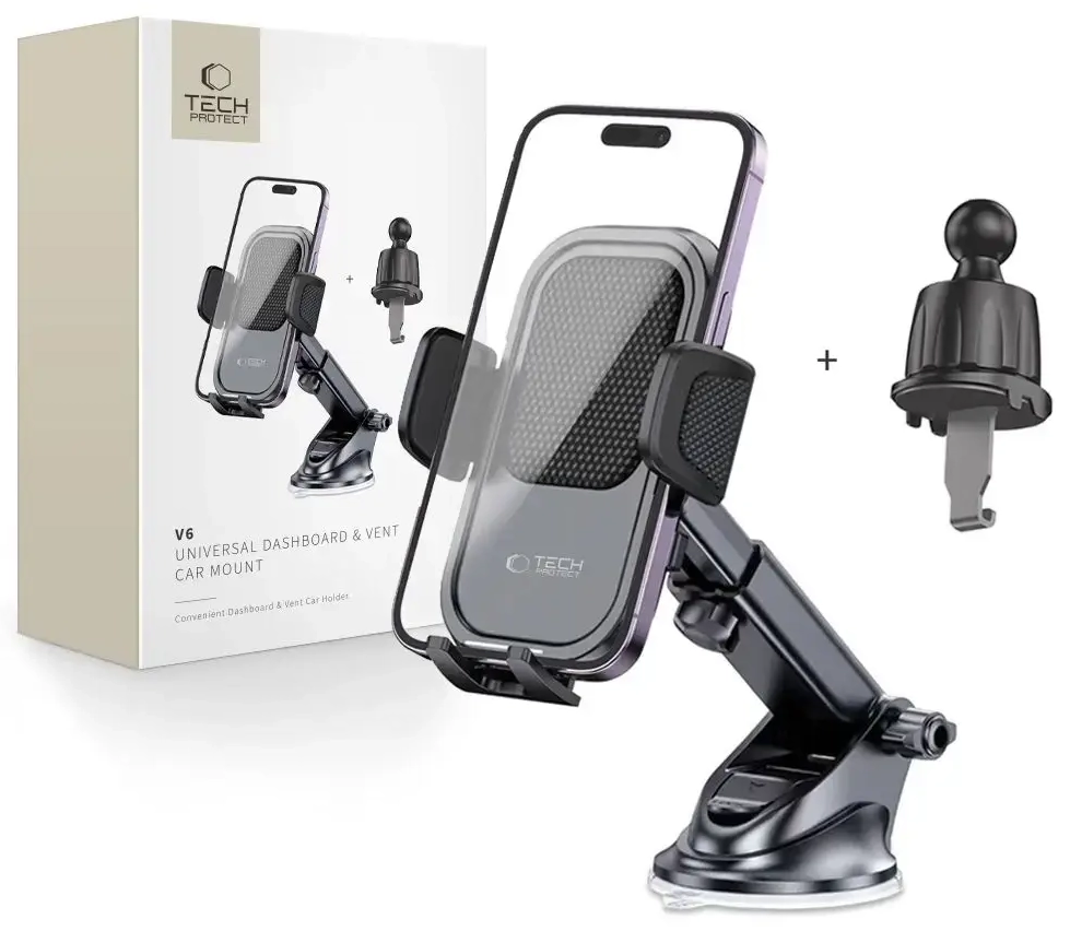 Tech-Protect V6 car phone holder for cockpit | air vent - black