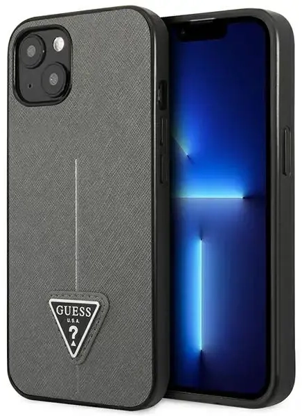 Guess PU Saffiano Triangle  Case for iPhone 13 mini Silver