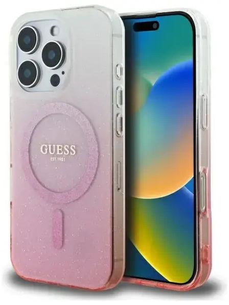 Guess GUHMP16LHGRCELP iPhone 16 Pro 6.3" różowy|pink hardcase IML Glitter Gradient MagSafe