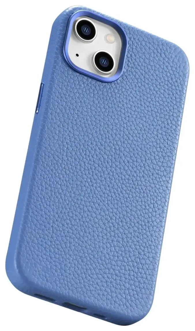 iCarer Litchi Premium Leather Case iPhone 14 Plus Magnetic Leather Case with MagSafe Light Blue (WMI14220711-LB)