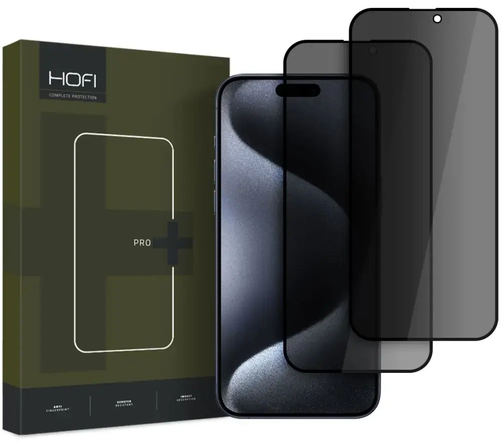 HOFI ANTI SPY aizsargstikls telefonam iPhone 16 Pro privātuma efekts 2 gab.