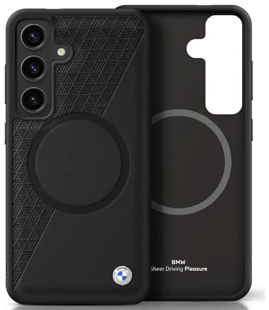 Etui BMW Leather Half Textured MagSafe    do Samsung Galaxy S25 czarny