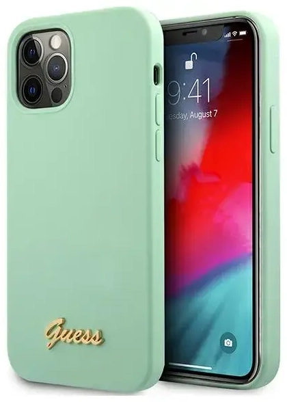 Guess GUHCP12LLSLMGGN iPhone 12 Pro Max 6,7" zielony|green hardcase Metal Logo Script