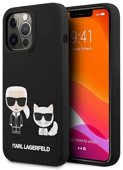 KLHCP13LSSKCK Karl Lagerfeld and Choupette Liquid silikona maciņš for Apple iPhone 13 Pro melns